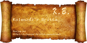 Koleszár Britta névjegykártya